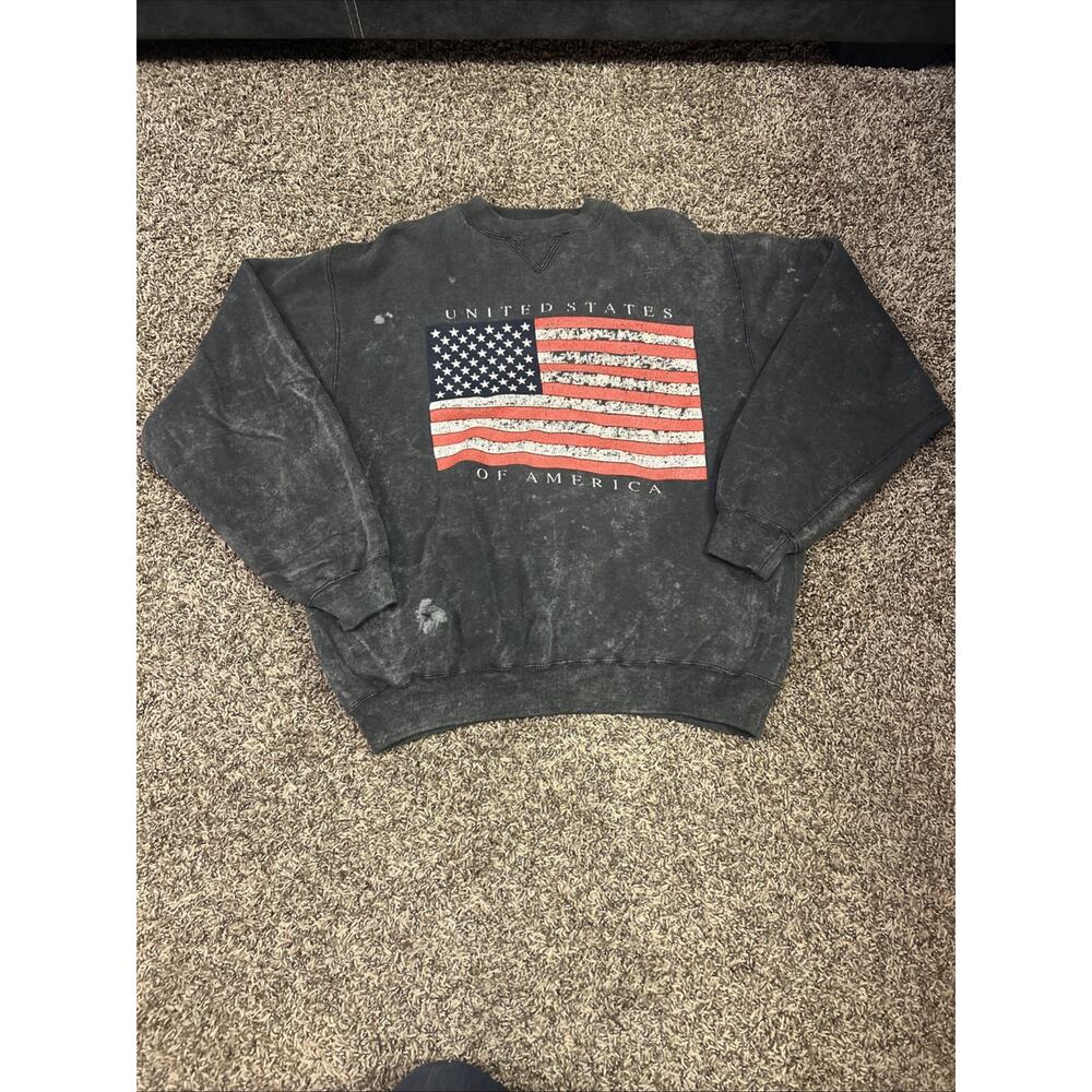 VTG Galt Sand Patriotic Sweatshirt XL Grey 90s USA American Flag Distressed
